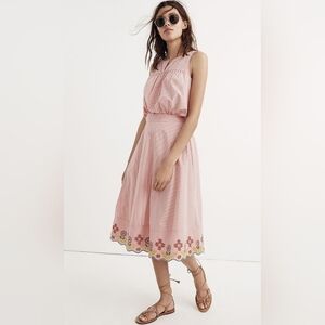 NWT Madewell Embroidered Gingham Circle Skirt Size 0